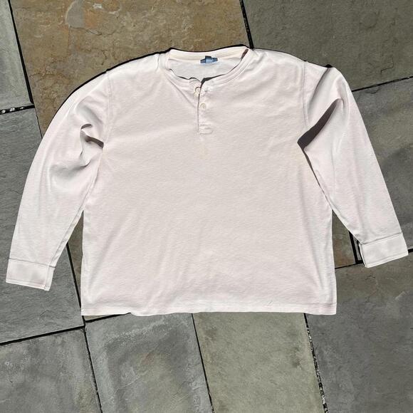 Cream Vertical Texture Slub Henley Relaxed Fit - Picture 1 of 4